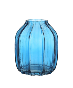 Ribbed Wide Vase (Blue)